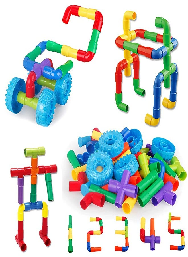 CloudTech Colorful Creative Pipe Puzzle Building Blocks for Kids/Pipe Puzzle Building (Multi Colored), 50 Pcs - Image 1